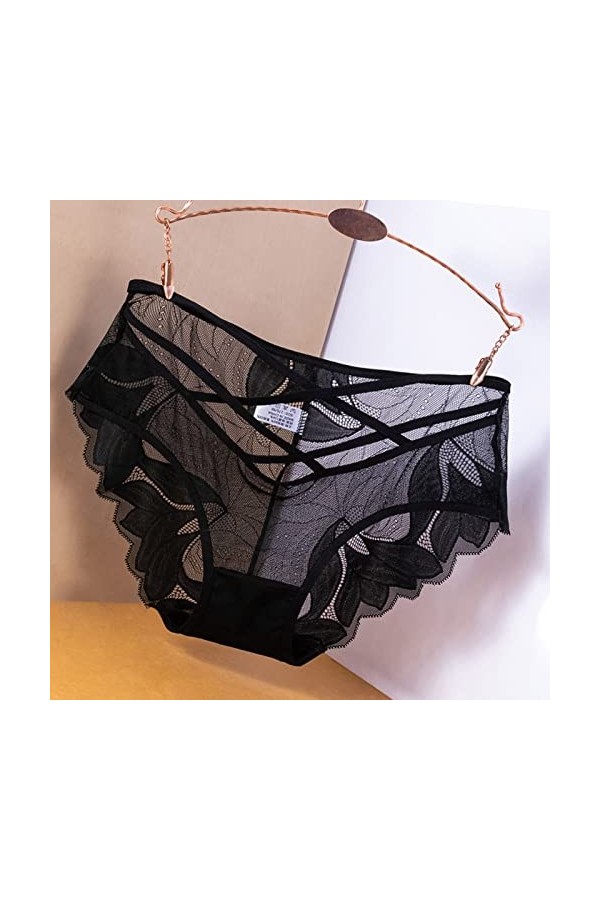 Générique String Femme Sexy Chic Hot Tanga Dentelle sous-vêtements Sexy pour Femmes Culotte en Dentelle Noire Taille Haute Gr