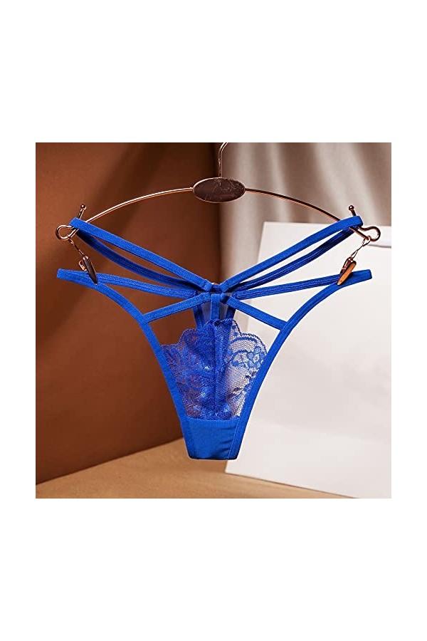 Générique Femmes Pantalon sous-vêtements Thong Thong Sexy Ladies Briefs Dentelle Culotte String Rouge Blue, One Size 
