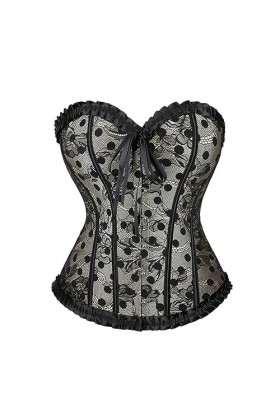 Rfmfkkg Femmes Minceur Corselet Polka Dot Dentelle Sexy Bustier Et Corsets Tops Overbust Body, Noir , M