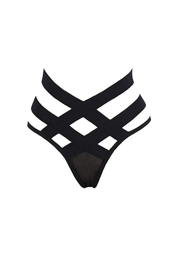 Générique Slips Femmes String G-String Sexy Culottes Lingerie T Strings Body Chic Blanc Black, XL 