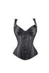 Rfmfkkg Corset pour femme avec bretelles Corset Overbust Floral Jacquard Corset Zipper Top Corset Bustier, 8007 Noir, M