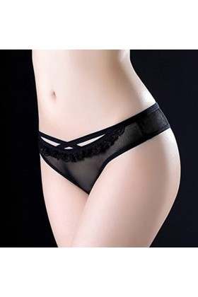 Femmes Sexy Dentelle Slips évider Culotte Crochet à Lacets Culotte Tongs G String Lingerie sous-vêtements Transparente G-Stri