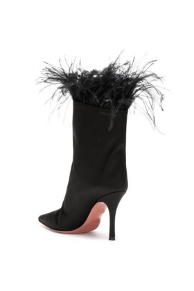 WOkismD 9 CM/3.54IN Bout Pointu Talon Haut Mode Manches Courtes Bottes Grande Taille Sexy Catwalk Party Robe Grande Taille Bo