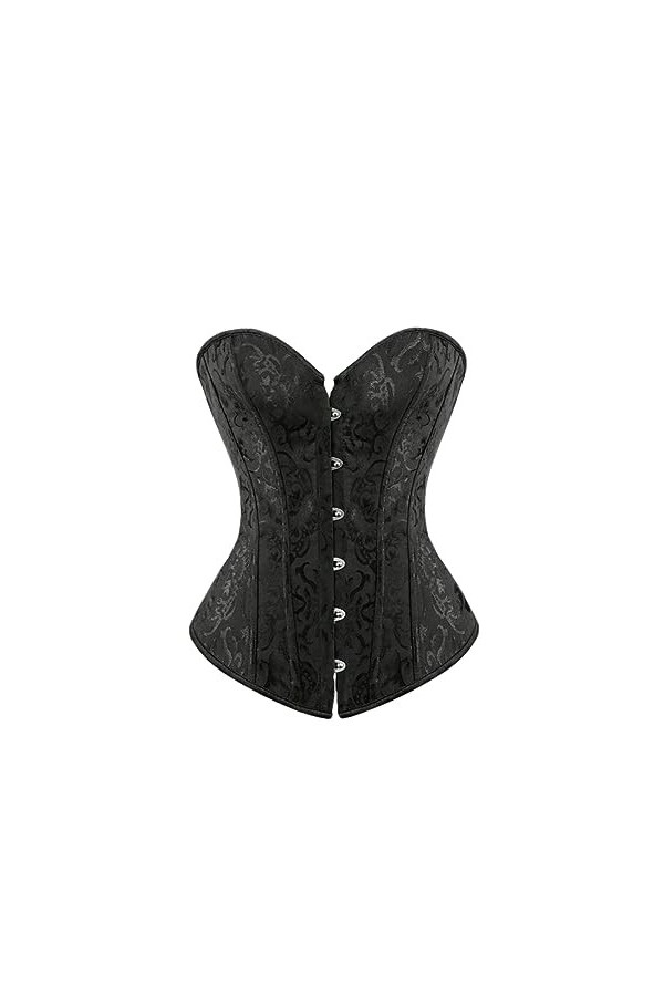 Rfmfkkg Corset pour femme avec bretelles Corset Overbust Floral Jacquard Corset Zipper Top Corset Bustier, 8007 Noir, M