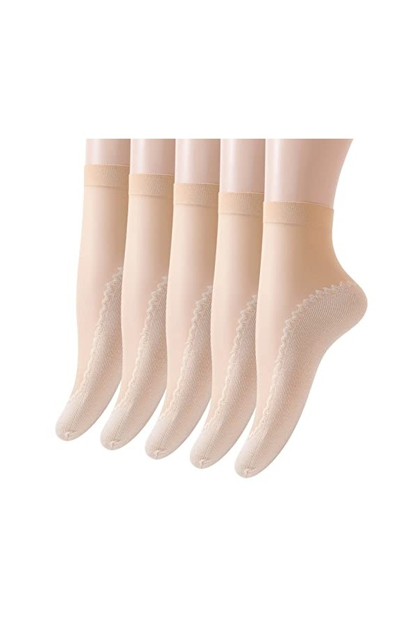 TDEOK Lot de 5 paires de chaussettes avec fibres de cuivre - Dessous en coton à motifs solides - Antidérapantes - Respirantes