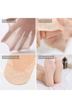 TDEOK Lot de 5 paires de chaussettes avec fibres de cuivre - Dessous en coton à motifs solides - Antidérapantes - Respirantes