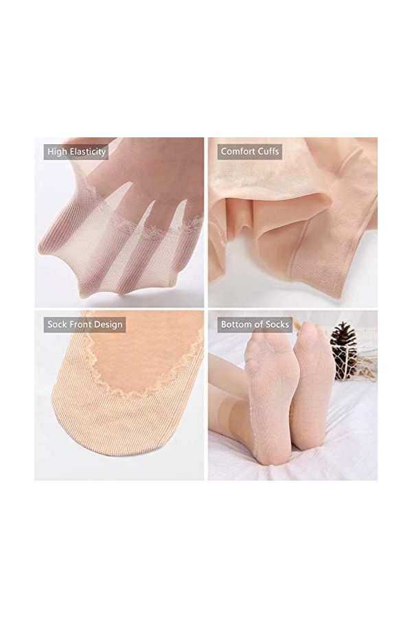 TDEOK Lot de 5 paires de chaussettes avec fibres de cuivre - Dessous en coton à motifs solides - Antidérapantes - Respirantes