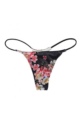 URIBAKY Femmes Culotte Taille Basse avec Dos en T Culottes G-String Sexy, Culotte Dentelle Strings sous-vêtement Lingerie Cul