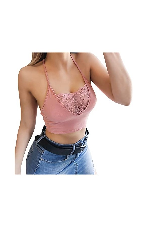 Ensemble de lingerie avec culotte avec collants, soutien-gorge et ceinture pour femme, Rose-d., L