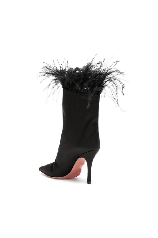 WOkismD 9 CM/3.54IN Bout Pointu Talon Haut Mode Manches Courtes Bottes Grande Taille Sexy Catwalk Party Robe Grande Taille Bo