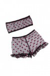 Sexy Culotte Love Pattern Dentelle Femmes Sexy Sous-Vêtements Pyjama Ensemble Jarretelles Lingerie, Noir , XL