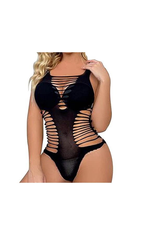 Ensemble de lingerie deux pièces en résille pour femme - Lingerie sexy transparente - Taille haute - Chaps sexy pour femme - 