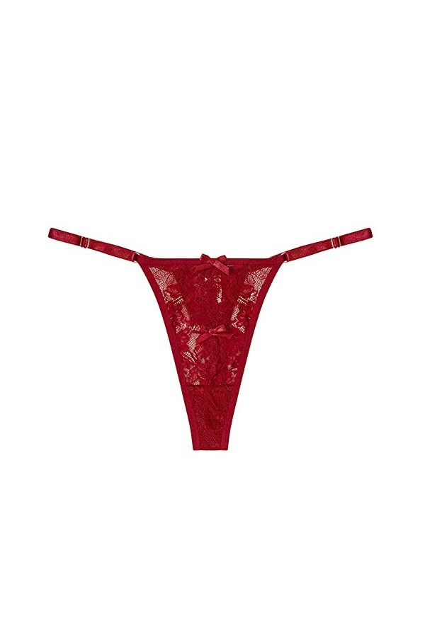 PAIDAXING Culottes grande taille pour femmes 4x-5x - Culotte en dentelle jacquard ajourée sexy taille basse string culotte tr