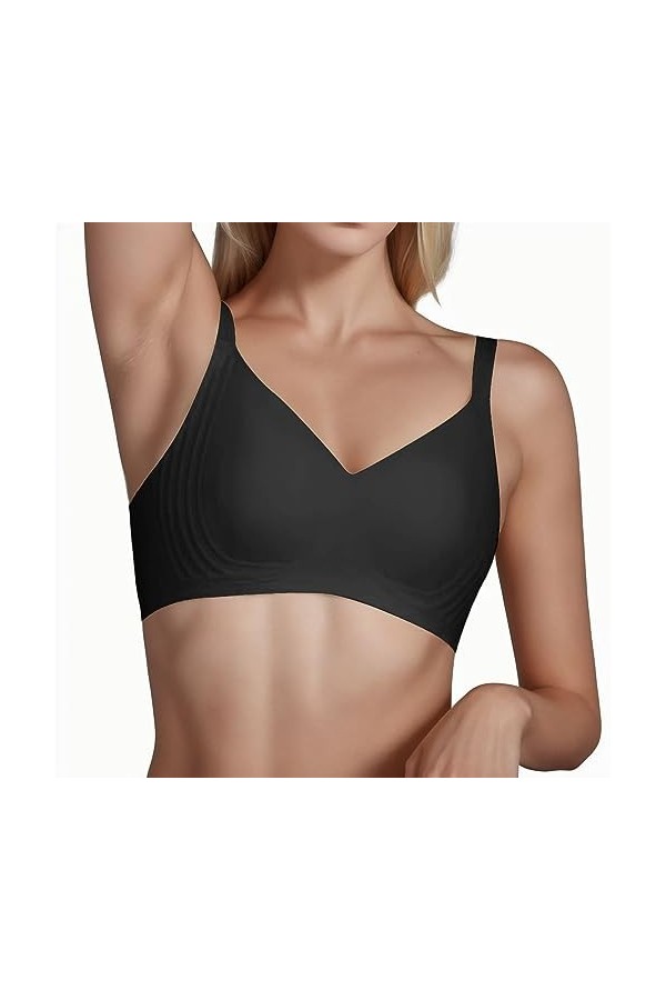 Soutien-Gorge de Collecte Sexy sans Anneau en Acier pour Femme Menstruelle Abondant pour Adolescents Black, XXL 