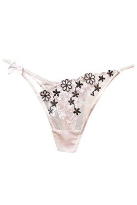 Culottes Sous-vêtements Pure Culotte Femme Broderie String en résille Fleurs Body Dentelle Lingerie, Blanc., taille unique