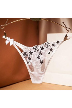 Culottes Sous-vêtements Pure Culotte Femme Broderie String en résille Fleurs Body Dentelle Lingerie, Blanc., taille unique