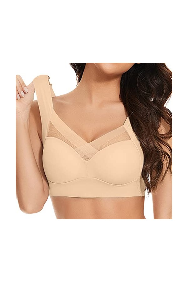HANXIULIN Soutien-gorge sans bonnets souples - Bustier Fit avec soutien-gorge à armatures légèrement rembourré avec soutien-g