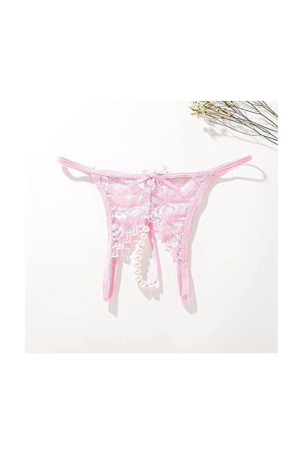 Culotte Télécommandée pour Femme Femmes Perle Massage Sexy Femme Ouvert Entrejambe Dentelle Transparent String Culotte Culott