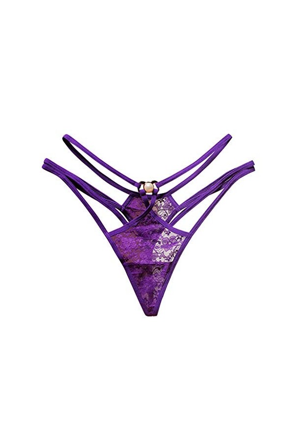 Générique Pantalon Culotte Thong Dentelle Sexy Dames Thong Briefs sous-vêtements Femmes Body Vert Purple, One Size 