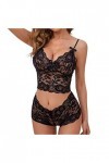 Barkoiesy Lingerie Erothique Sexy Ouverte Deep V Ensemble de sous-vêtements Creux Sexy en Dentelle Lingerie Transparent Nuise
