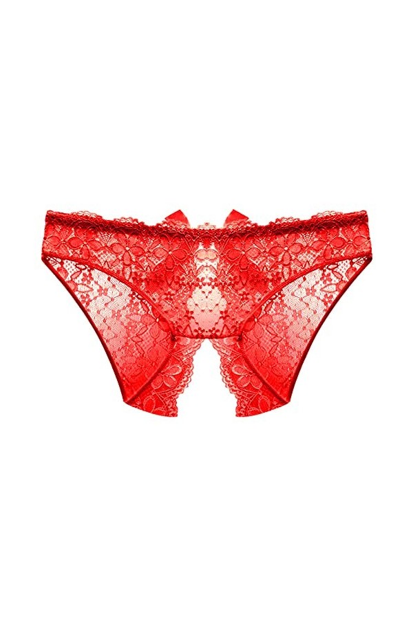 Générique Culotte en Dentelle pour Femme Sexy sous-vêtement Bas Entrejambe Culotte Taille Ouverte intimes Tenue Nylon Sexy