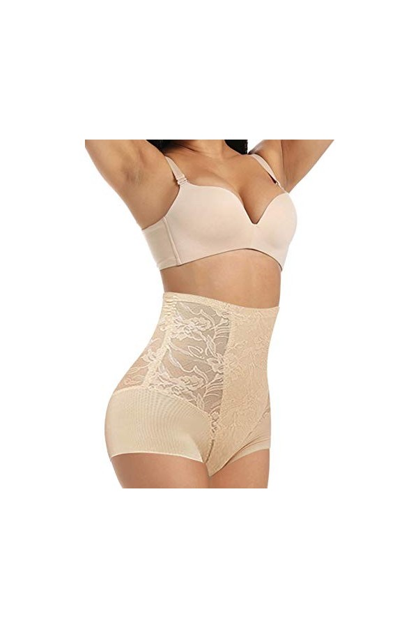 Gsheocm Sous-vêtements de sport pour femme - Pantalon à hautes hanches - Coupe du ventre - Forme de dentelle - Pour femme pos