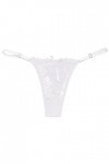 String sexy en dentelle pour femme - Dos en T - Taille basse - Transparente - Extensible - Respirant - En forme de V, BLANC, 