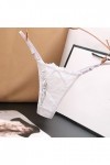 String sexy en dentelle pour femme - Dos en T - Taille basse - Transparente - Extensible - Respirant - En forme de V, BLANC, 
