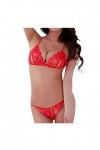 Générique Lingerie Dentelle Rouge Taille Sexy Hommes Femmes Transparentes 3 sous-vêtements Low et Appeal T-Word Sets Ensemble