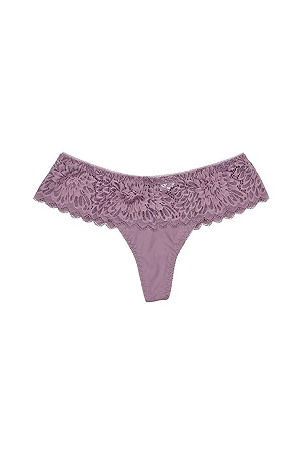 Jiabing Low-Waist Sexy Sexy Couture sans Soudure Dentelle Lait Silk Thong Pants Hollow T Sexy Lingerie Satin Purple, L 