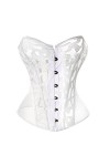 SHANHE Noir Femmes Respirant Shapwear Costumes Sexy Transparent Mesh Corselet Évider Corset Bustier Top avec G String-Blanc,X
