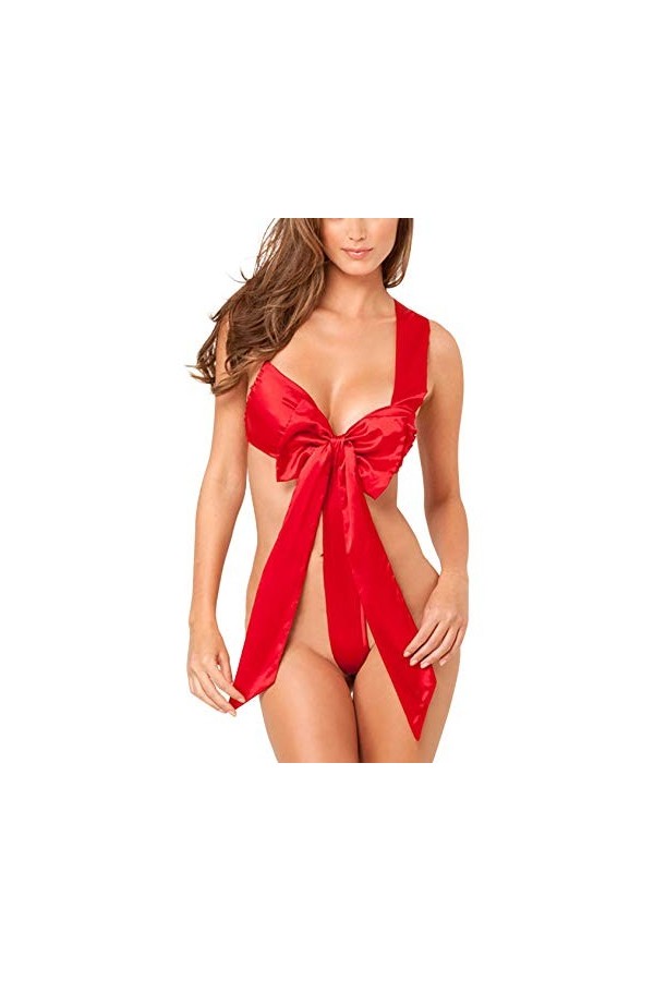 Letuwj Ligerie Femmes avec des Bretelles Dos Nus et des Fesses a Decouvertes Rouge Taille Unique