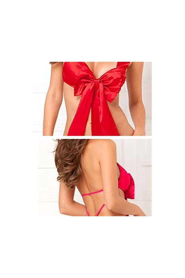 Letuwj Ligerie Femmes avec des Bretelles Dos Nus et des Fesses a Decouvertes Rouge Taille Unique