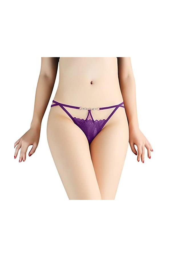 Culotte sans Entrejambe pour Femme Femmes Sexy Culotte Mode Dentelle Transparent Creux String Culotte Taille Basse Slip drôle