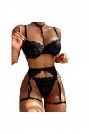 Lingerie Sexy Femme Pute 3 Pieces Dentelle Jarretière Ensemble de Soutien-Gorge et de Culottes Sexy à Bretelles Stretch Fendu