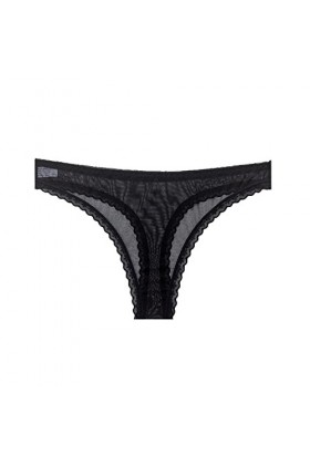 JEShifangjiusu Culotte Sexy en Dentelle pour Femme, Taille Transparente, String Transparent en Maille, Culotte String Noir 1