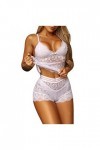 Ensemble de lingerie sexy en dentelle pour femme, blanc, M