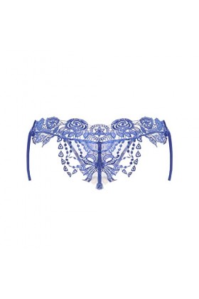 Ensemble lingerie sexy pour femme avec dentelle transparente et culotte pour adulte, bleu, taille unique