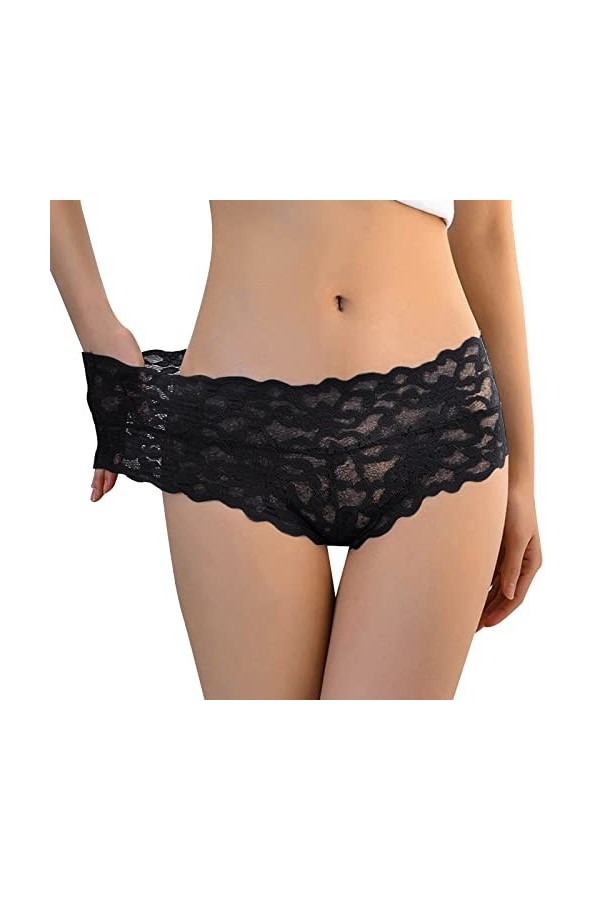 Culotte sexy en dentelle pour femme - Sans couture - Ultra doux - Pour femme, Noir , L