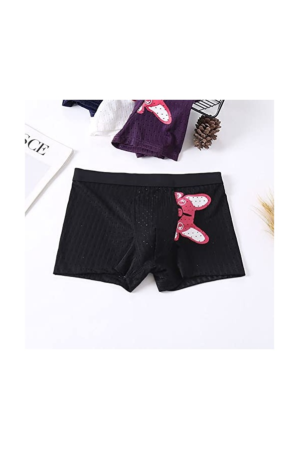 Beokeuioe Sous-vêtement rétro en coton pour homme - Pour un usage quotidien - En coton doux - Avec stretch, A2 noir., XL