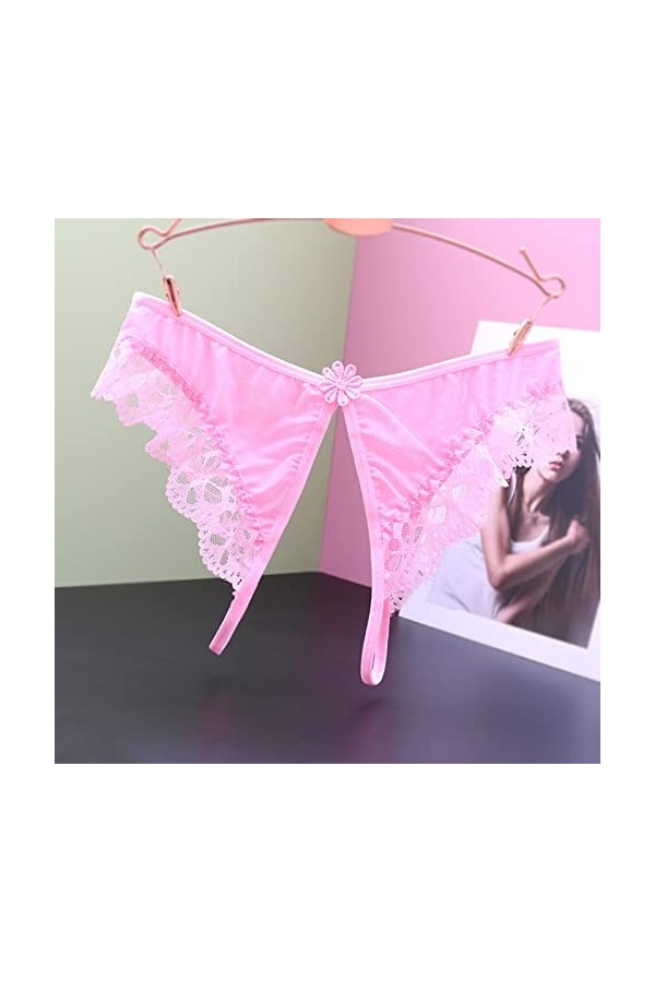 Gelb&Schwarz Enfant Propreté Culotte pour Femme sans Fente en Dentelle String Taille Basse Sexy Dentelle Garniture T Culotte 