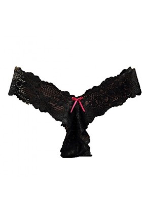 Solike Femmes Sexy Dentelle Tongs Perle Taille Basse sans Couture Élasticité Transparent G-Strings Tangas Érotique Panty Slip