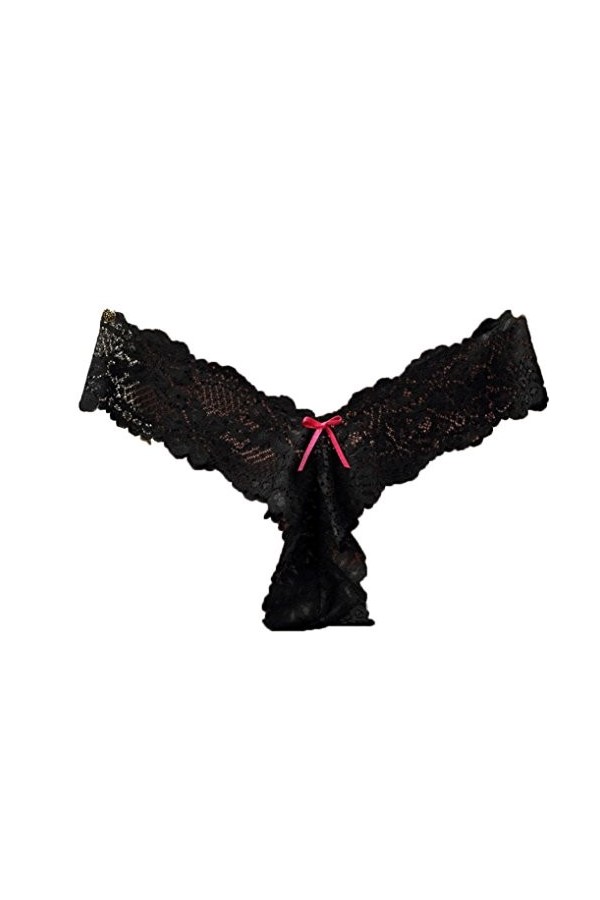 Solike Femmes Sexy Dentelle Tongs Perle Taille Basse sans Couture Élasticité Transparent G-Strings Tangas Érotique Panty Slip