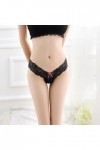 Solike Femmes Sexy Dentelle Tongs Perle Taille Basse sans Couture Élasticité Transparent G-Strings Tangas Érotique Panty Slip