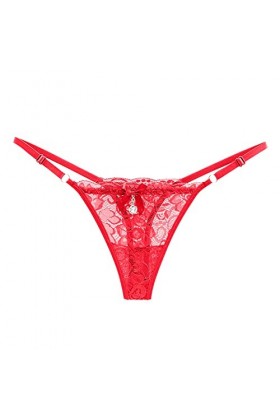 Générique String Femme Sexy Chic Hot Tanga Dentelle String en Dentelle Transparente pour Femmes, Taille réglable, nœud en Mai