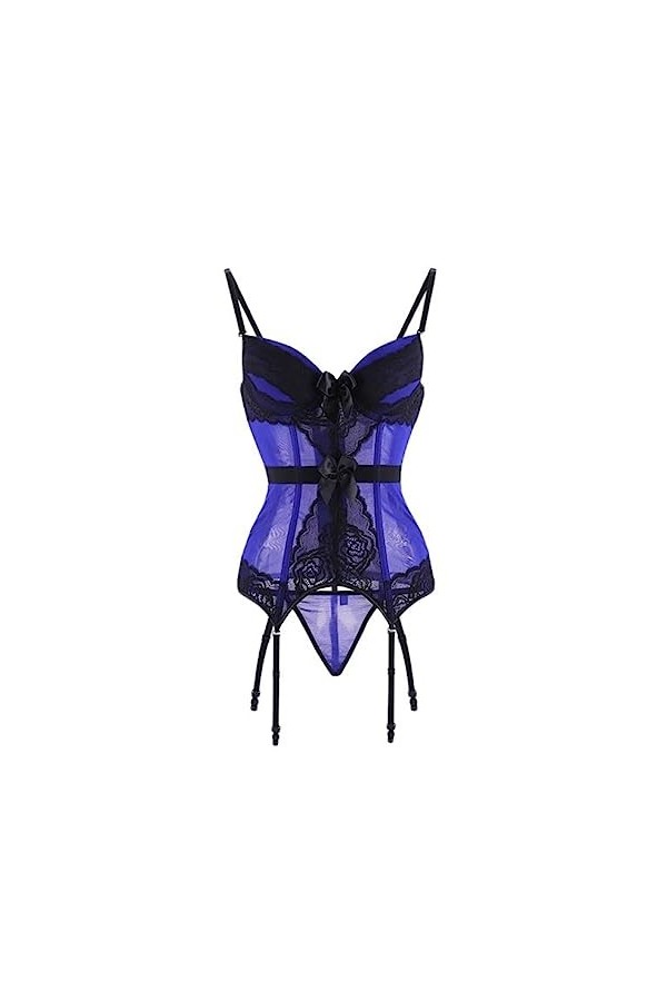 SHANHE Violet/Bleu/Noir Femmes Sexy Bustier Vintage Amovible Bretelles Spaghetti Bowknot Rembourré Coupe Corsets Avec G Strin