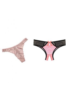 Générique Slips Dames Sexy Dentelle sous-vêtements Mid-Waist Culottes Sexy Menottes Sexy Coquine C1-Red+Purple, L 