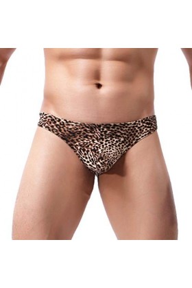 BOTCAM Boxer à carreaux sexy taille basse imprimé léopard sous-vêtements sexy pour homme boxer Pâques homme, marron, M