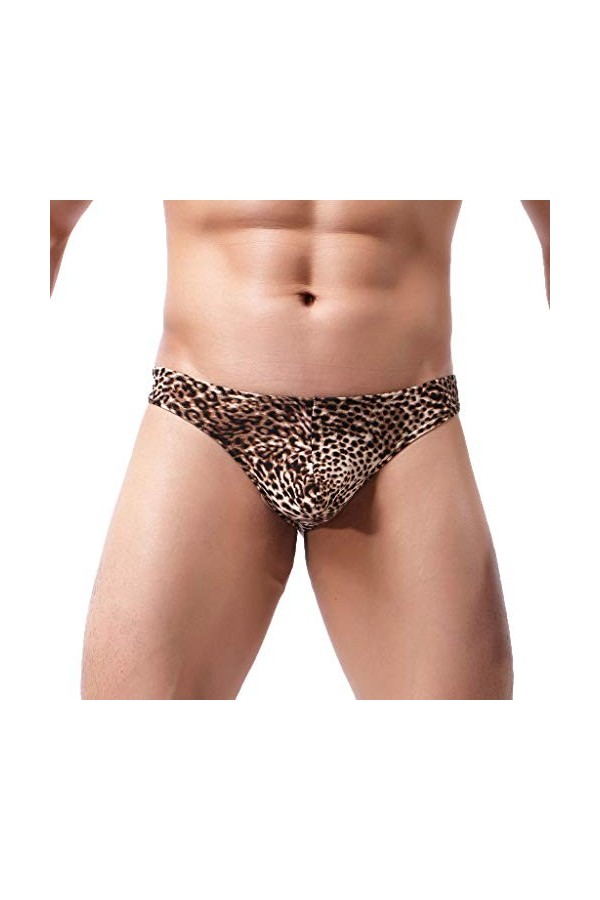 BOTCAM Boxer à carreaux sexy taille basse imprimé léopard sous-vêtements sexy pour homme boxer Pâques homme, marron, M