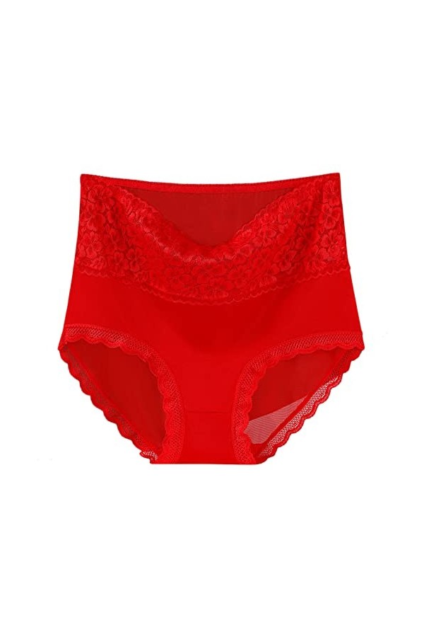 Culotte taille haute en maille sexy pour femme Taille 9, Red, XXL